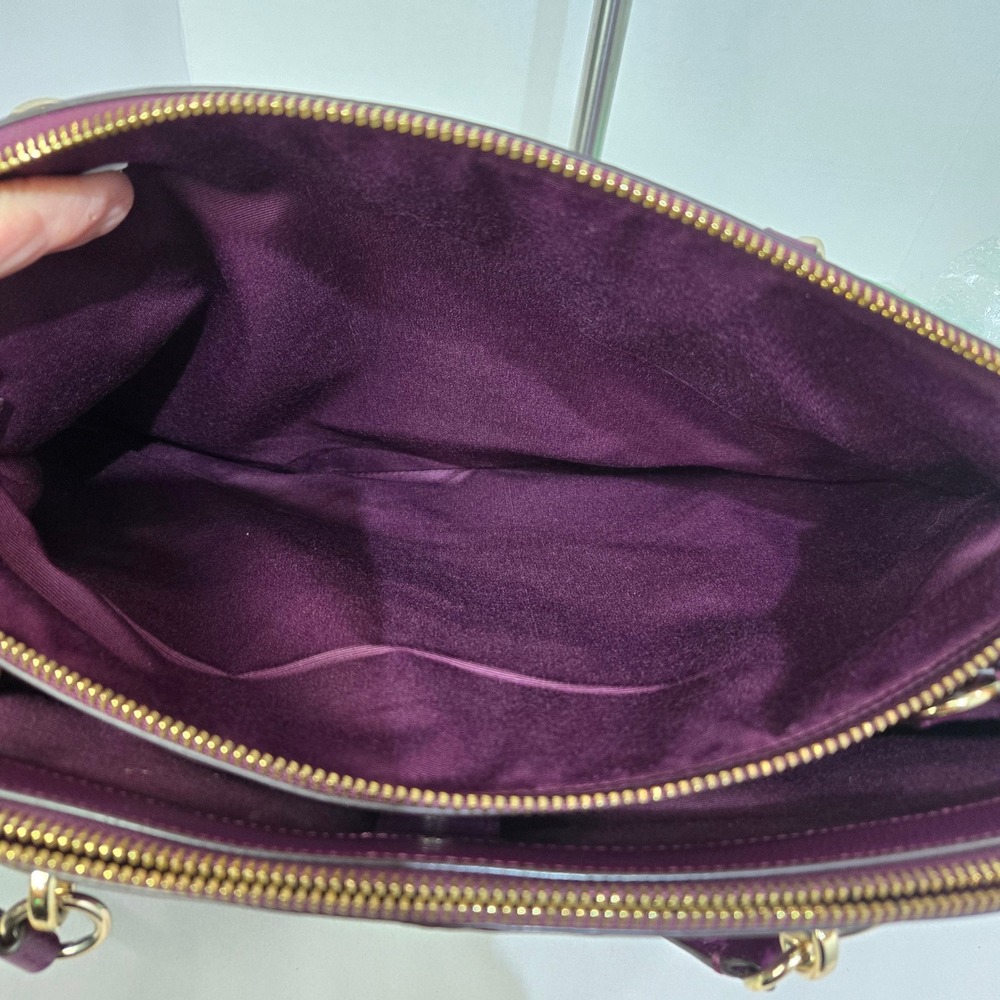 Coach Lillie Carryall Women Large Purple Leather Tote - Picture 11 of 14